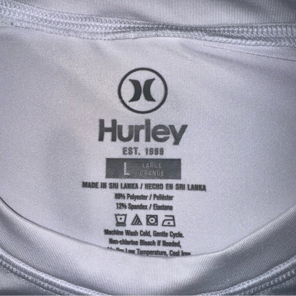 Hurley Men’s Long Sleeve Moisture Wicking Shirt
 Large White UPF -50+ US Flag - Picture 5 of 7